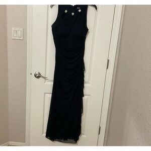 Beautiful full deep blue formal dress. Rhinestone detail. Worn once.